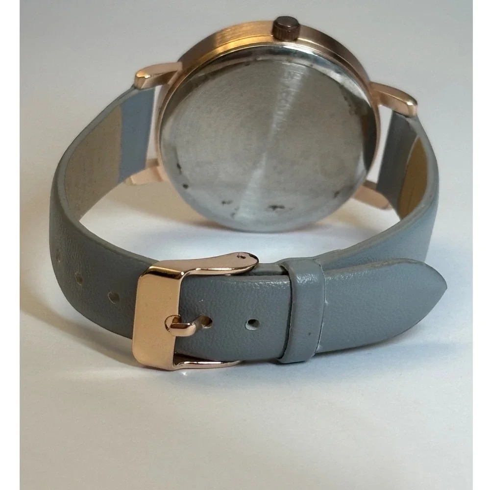 Modern Rose Gold Rhinestone Accent Vivani Watch Gray Band V1238G-42-B26